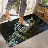 Zeleda Alligator Indoor Door Mat,Non-Woven Fabric Door Mat,Anti-Slip Backing Welcome Mat for Front Door,Indoor Entrance,Kitchen, Bedroom,Living Room-Durable Floor Mat for Home Decor & All Seasons