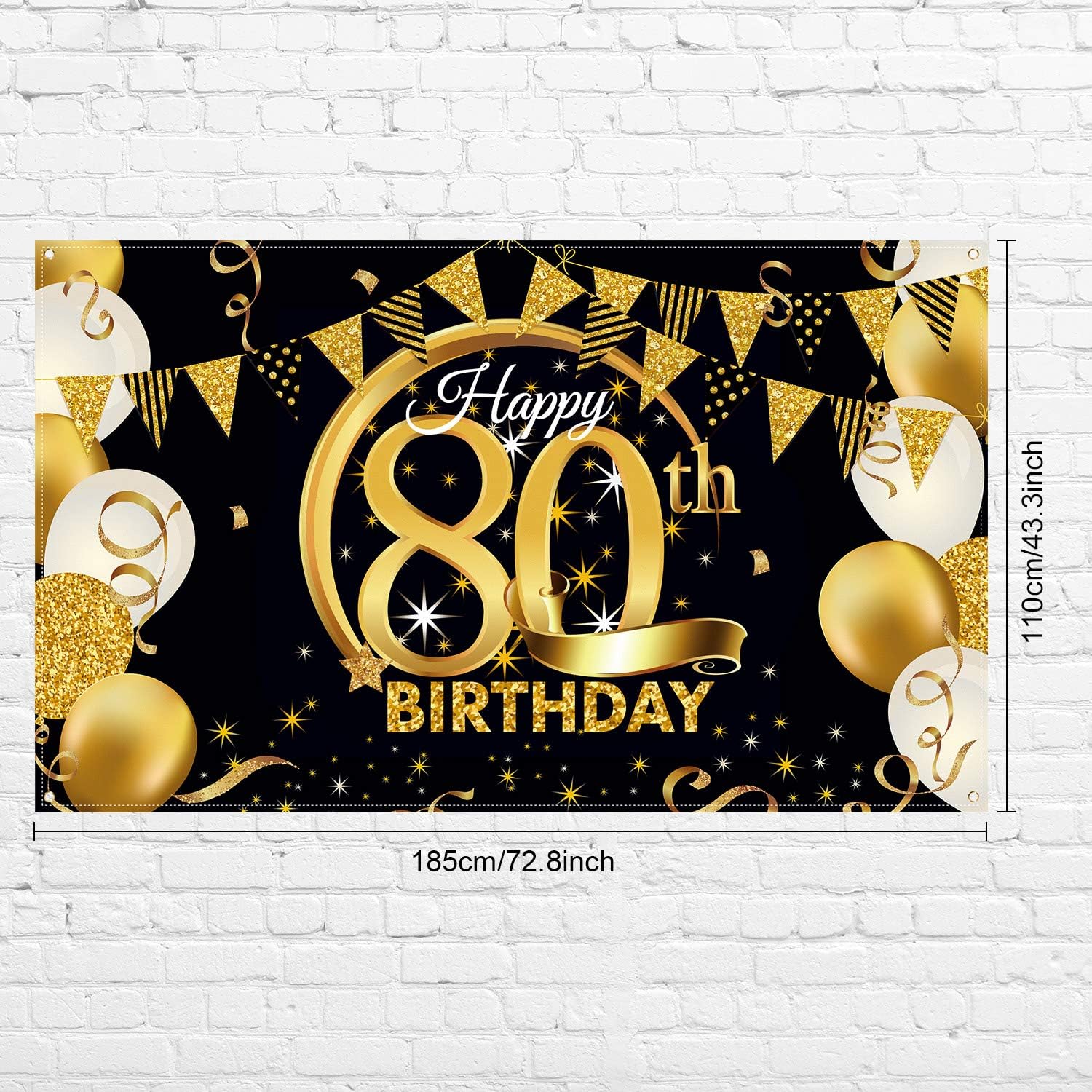 Birthday Party Decoration Extra Large Fabric Black Gold Sign Poster for Anniversary Photo Booth Backdrop Background Banner - Image 3