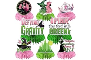 PEKENG Witch Theme Party Decorations, 8Pcs Pink and Green Party Honeycomb Centerpieces, Witch Table Centerpieces Party Supplies, Movie Birthday Party Decorations for Kids