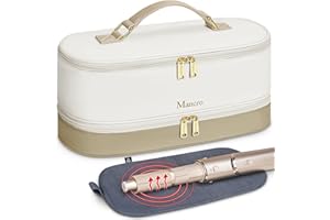 Mancro Carrying Case Compatible with Shark Flexstyle, Dual Layer Hair Tools Travel Bag with Heat Resistant Mat, Soft Padded Portable Organizer for Shark Speedstyle Hair Dryer Attachment, Beige