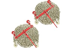 A A IN AAIN Chain and Binder Kit 3/8"-1/2" |Ratchet Load Binders 9,200 lbs Working Strength | 3/8" x 20' G80 Transport Binder Chain for Truck, Tie Down, Hauling, Towing 2 Pack