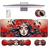 4 in 1 Ergonomic Keyboard Wrist Rest & Mouse Pad Wrist Rest Set, Large XXL Gaming Desk Mat 31.5