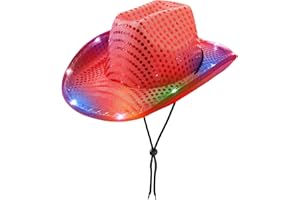 WOOH Cowboy Hat for Women,Party Cowgirl Hats Women,Colored Light Up Cowboy Hat for Halloween Costumes