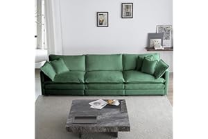 Neylory Oversized Modular Sectional Chenille Fabric Sofa Set, Extra Deep Seat Cloud Couch, Modular Sectional Couch, 115-inch Width,3 Seat Modular Sofa Green