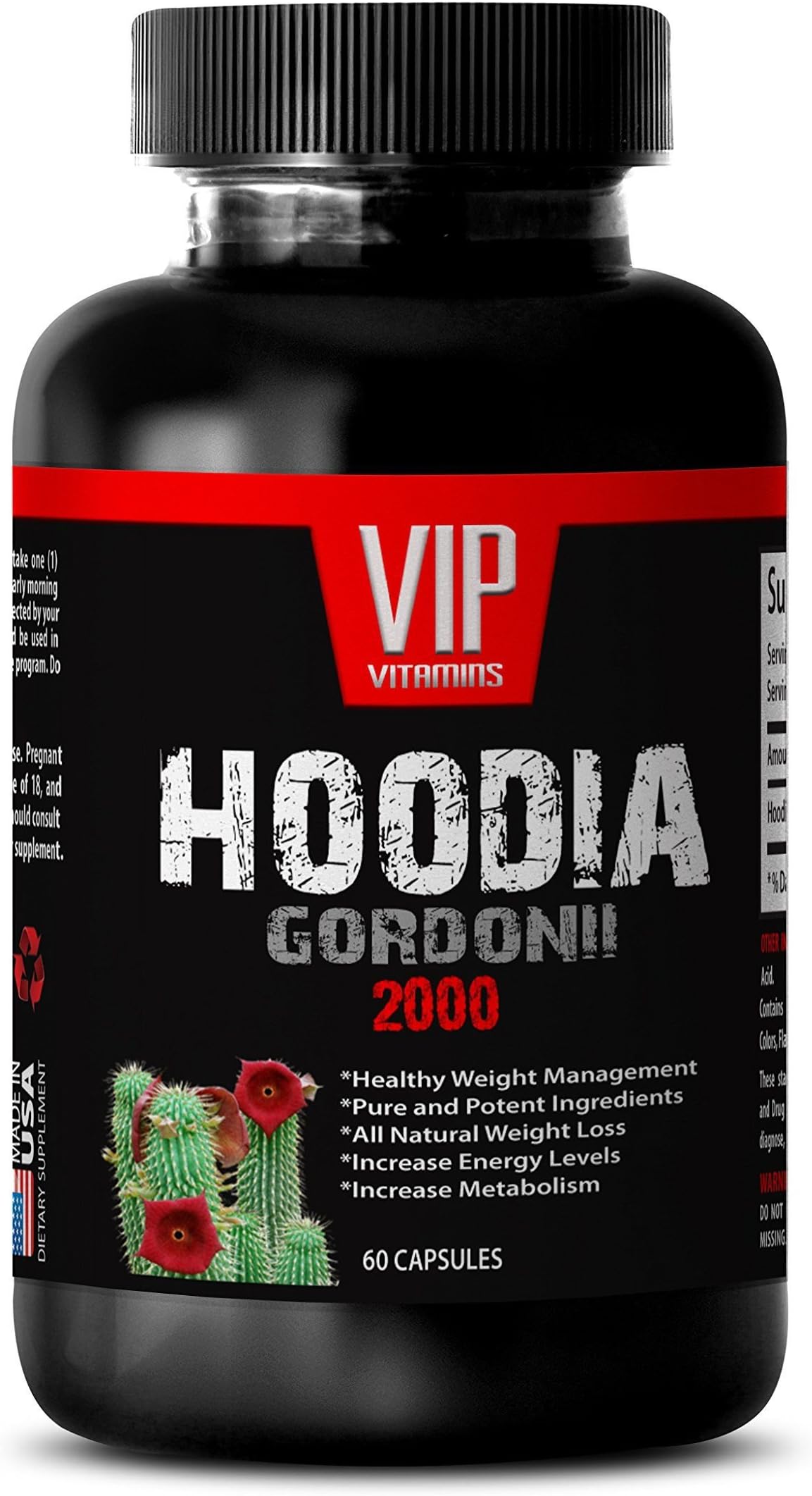 Fat Burners for Women - HOODIA GORDONII Extract 2000 - Hoodia Pills - 1 Bottle 60 Tablets
