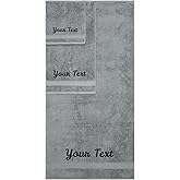 Personalized Towels, Hotel & Spa Quality, Super Soft, Highly Absorbent, Bathroom Sets, 100% Cotton Monogrammed towels 3 Piece Towel Set, Includes 1 Bath Towels, 1 Hand Towels, 1 Washcloths, Grey