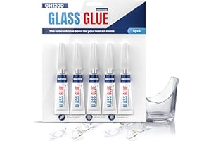 GH1200 5/Pack Super Glue for All Purposes - Glass Glue for Glass Repair Bonds, Bowls, Crystals, Shoes & More - Clear Repair Heavy Duty, Stain & Spot Free with Fast Setting - Water and Heat Tolerant