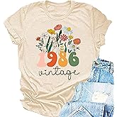 40th Birthday Shirts Women Vintage 1986 Shirt Forty Birthday Gift Shirts 40 Years of Birthday Party Short Sleeve Tee Top