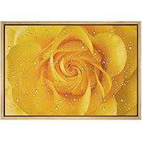 SIGNWIN Framed Canvas Print Wall Art Bright Yellow Flower Close Up Geometric Line Illustrations Modern Art Mid-Century Modern Colorful Warm for Living Room, Bedroom, Office - 16