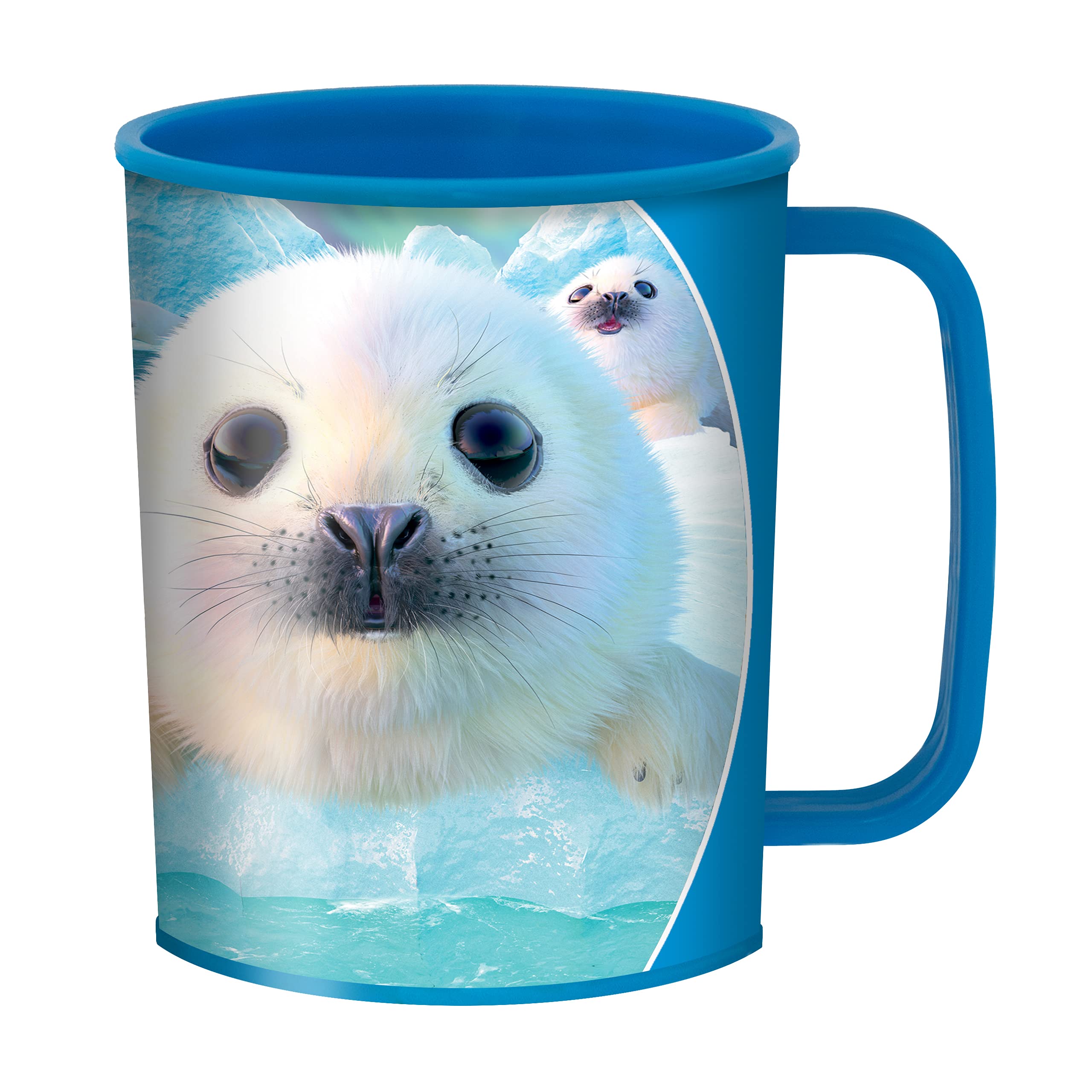 3D LiveLife Drinking Cup - Seal Pups from Deluxebase. 300ml Plastic Mug with Ocean Theme, Reusable Coffee Cup, Portable Animal Tumbler for Camping, Picnic, Travel & Everyday Use.