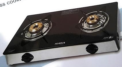 Buy Surya Crystal Glass Top 2 Burner Gas Stove Black Crystal