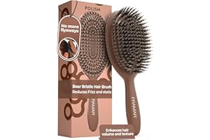 FRAMAR Soft Boar Bristle Hair Brush For Women – Boars Hair Brush For Women, Boar Brush For Fine Hair, Hairbrush For Fine Hair, Soft Bristle Brush For Slick Back, Volume and Shine - Chocolate