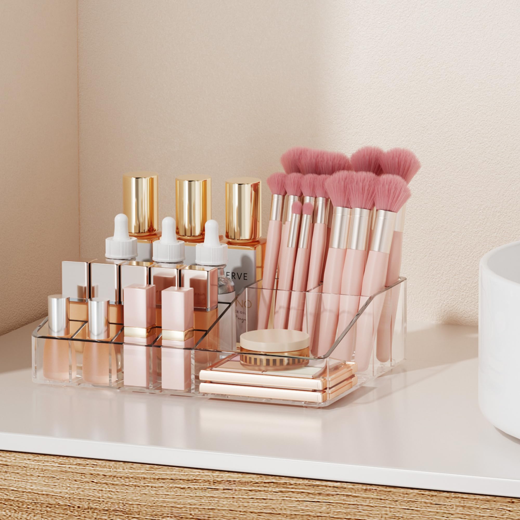 DOADW Makeup Counter Organizer Clear - 11 Compartment Bathroom Cosmetic