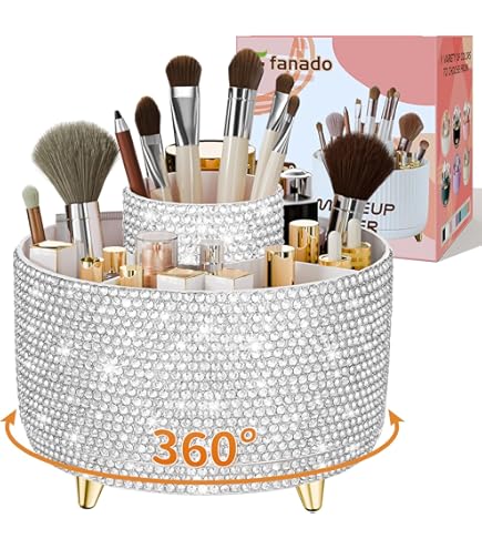 Amazon.com: fanado Bling Diamond Makeup Brush Holder, 360