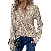 Dokotoo Womens Waffle Knit Tops V Neck Long Sleeve Shirts Henley Dresy Casual Blouses
