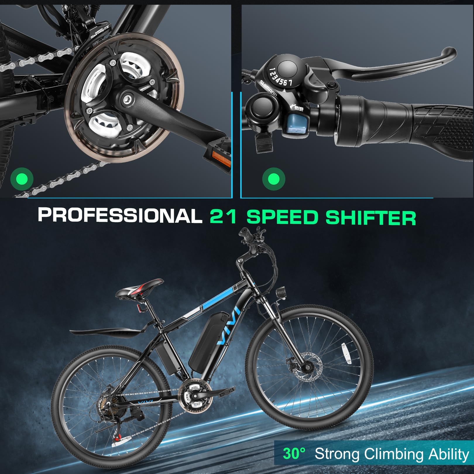 For Adults Vivi Foldable 500W Electric Mountain Bike 26'' Ebike