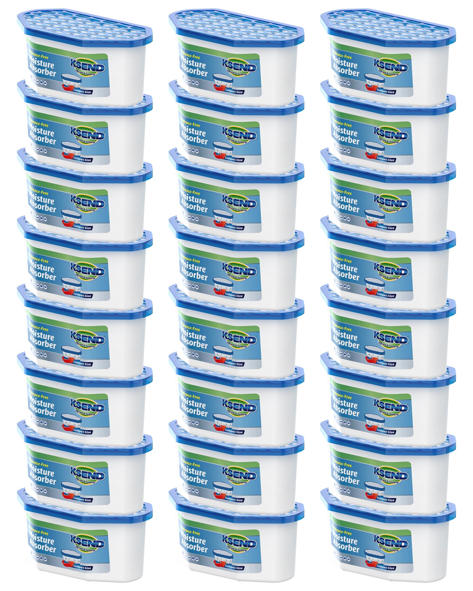 Photo 1 of Ksend Moisture Absorbers, 24 Pack, Compact Dehumidifier for Closet, Efficient Humidity Absorber Boxes, Moisture Absorber for Closet, Fragrance Free, Blue, 6.4oz, 300ml, 6.0'' x 3.3'' x 2.5''