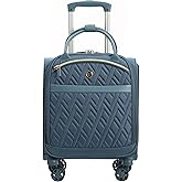Verage 18x14x8in Spinner Underseat Carry-On Luggage -Airplane Personal Item Bag, USB A&C Charging Port, Padded Laptop Pocket & Wet/Dry Compartments for Women, Haze Blue