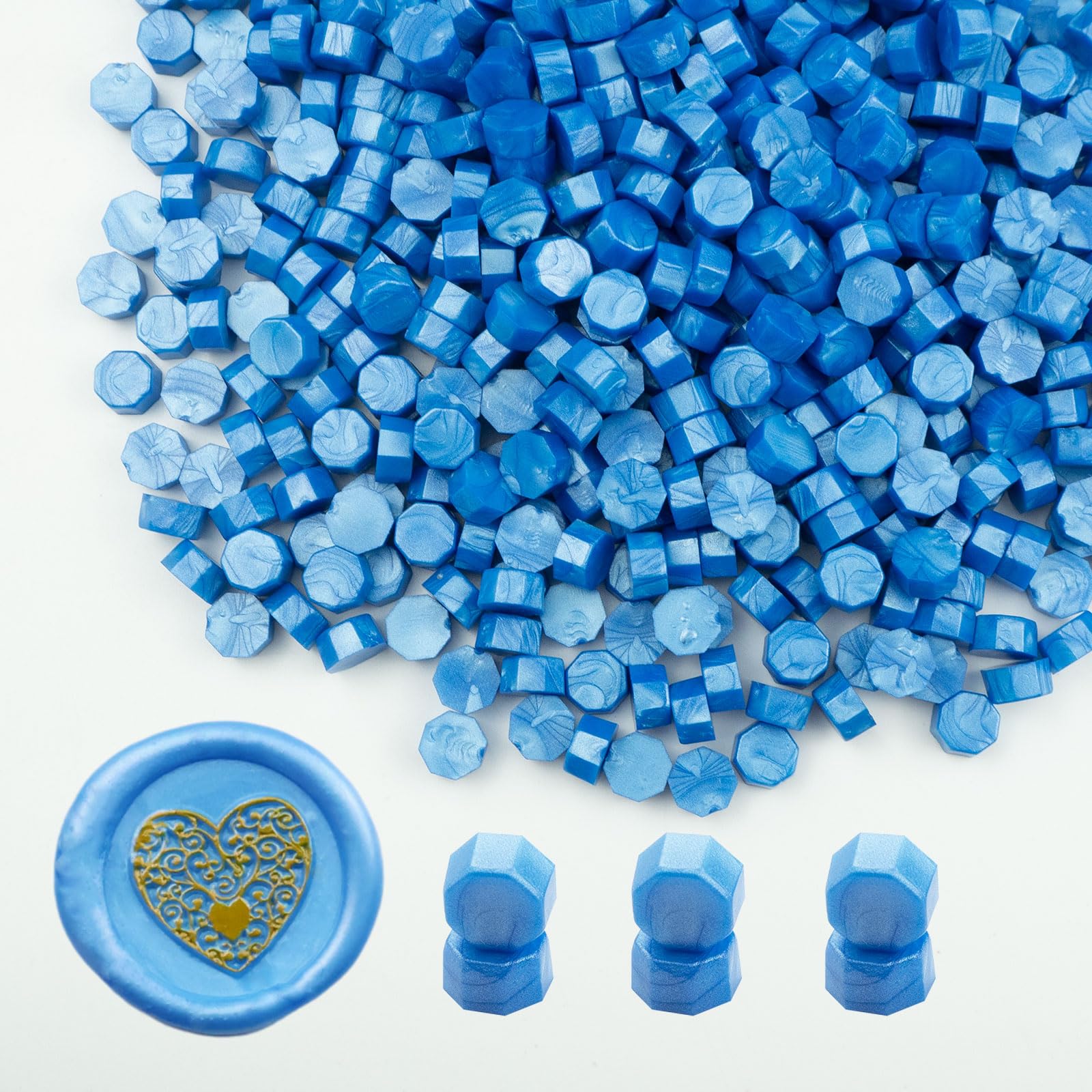 Ioggtser Octagon Sealing Wax Beads for Seal Stamp - 500 PCS for Making Wax Seals for Wedding and Party Invitations (Sky Blue)