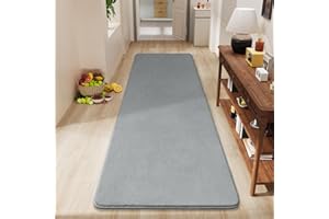 Amearea Modern Soft Hallway Runner Rug, 2x6 Feet Washable Runner Rugs for Hallway, Grey Fluffy Rug Bedroom Bedside Rugs, Non Slip Memory Foam Rug Carpet for Entrance Kitchen Living Room Decor
