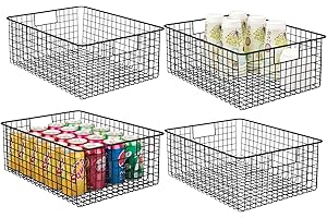 mDesign Metal Wire Food Storage Basket Organizer with Handles for Organizing Kitchen Cabinets, Pantry Shelf, Bathroom, Laundr
