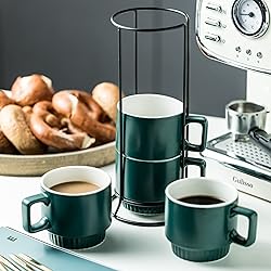 Miamolo Cappuccino Cups Set of 4, Stackable Coffee