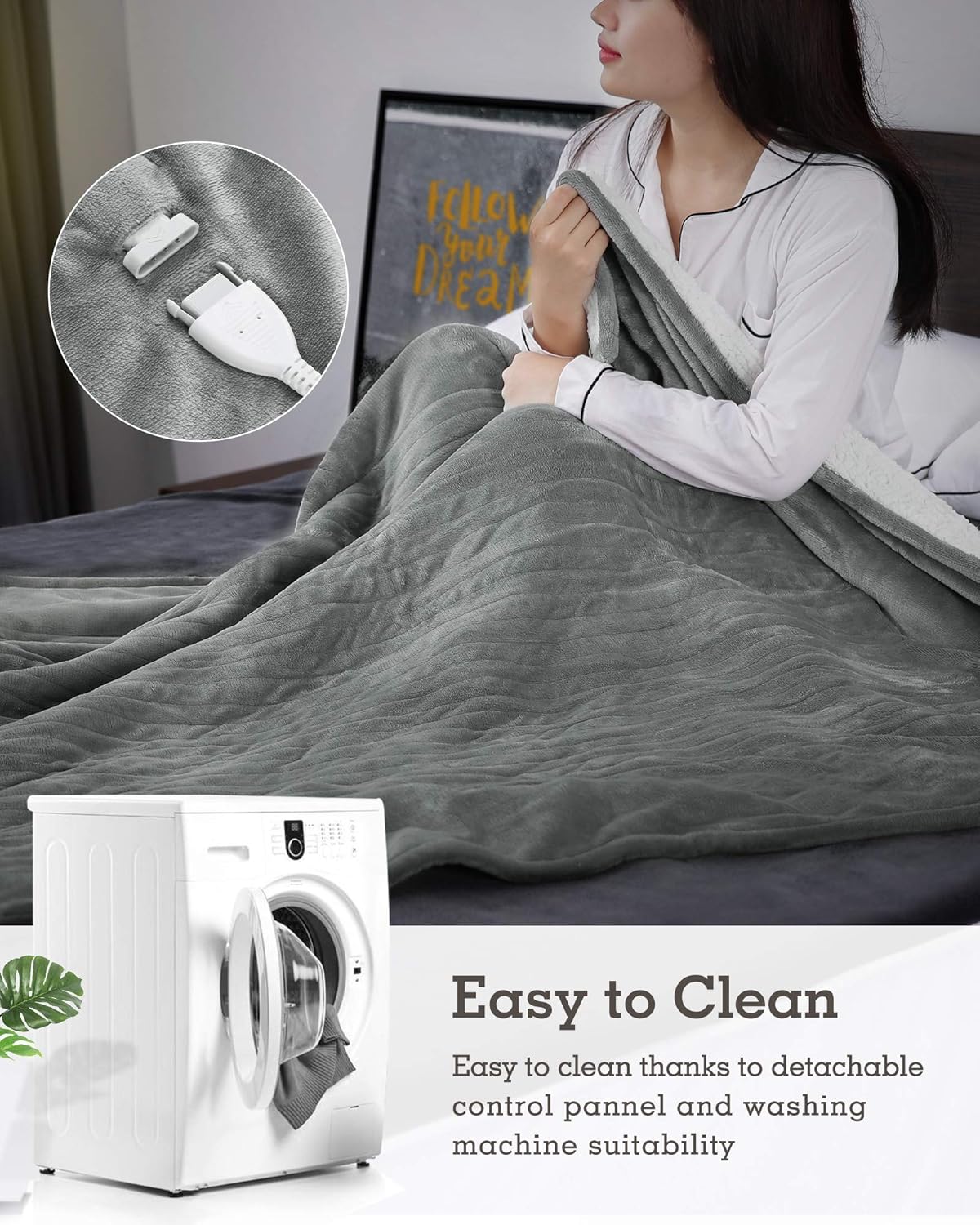 MaxKare Electric Blanket Heated Throw Flannel & Sherpa Reversible Fast Heating Blanket 50" x 60", ETL Certification with 6 Heating Levels & 8 Hours Auto Off, Home Office Use & Machine Washable: Kitchen & Dining