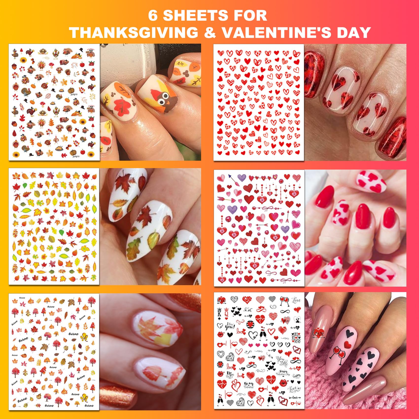 IDDFEVE 30 Sheets 8 Holiday Nail Art Stickers, Variety Pack All Season Nail Decals for All Year, Self-Adhesive Pegatinas Uñas 4th of July Halloween Fall Christmas Valentine St. Patrick's - Image 5