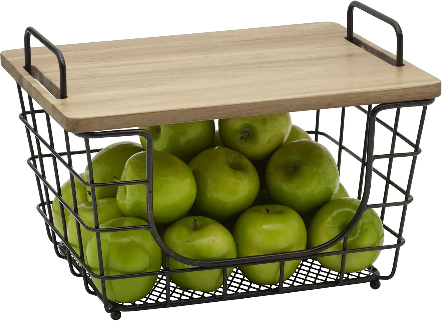 Metal Stacking/Nesting Rectangular Basket with Acacia Lid - Useful Things to Buy on Amazon