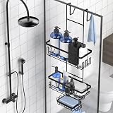 KEGII Hanging Shower Caddy Over Door Rack Black Stainless Steel view 2