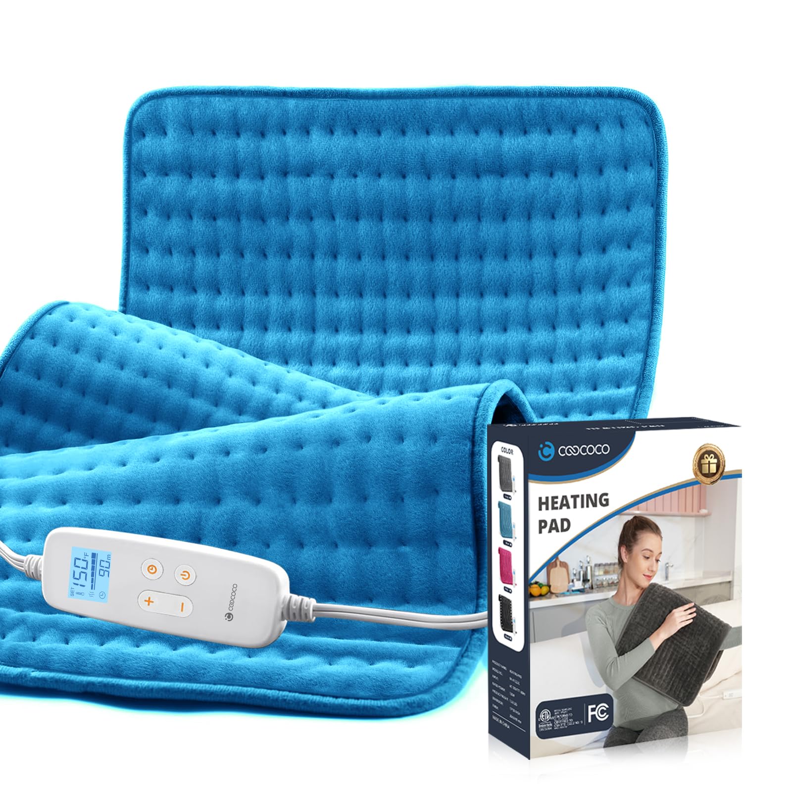 Photo 1 of FSA HSA Approved Heating Pad for Back Pain & Cramps Relief, CooCoCo Large Heated Pad for Neck and Shoulders, Gifts for Dad Husband Him mOM Her Women Men, Machine Washable, 10ft Cord