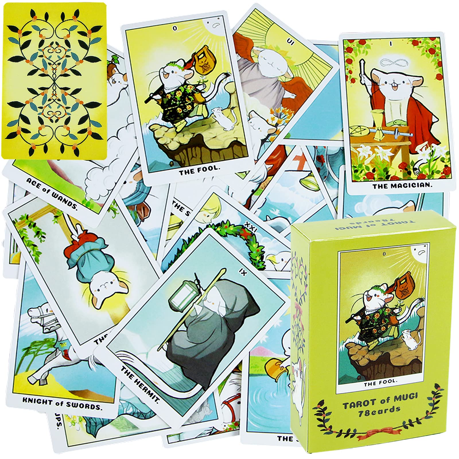 mrdiyshisha Tarot of Mugi, 78 Adorable Tarot Cards, Animal Tarot Deck for Beginners