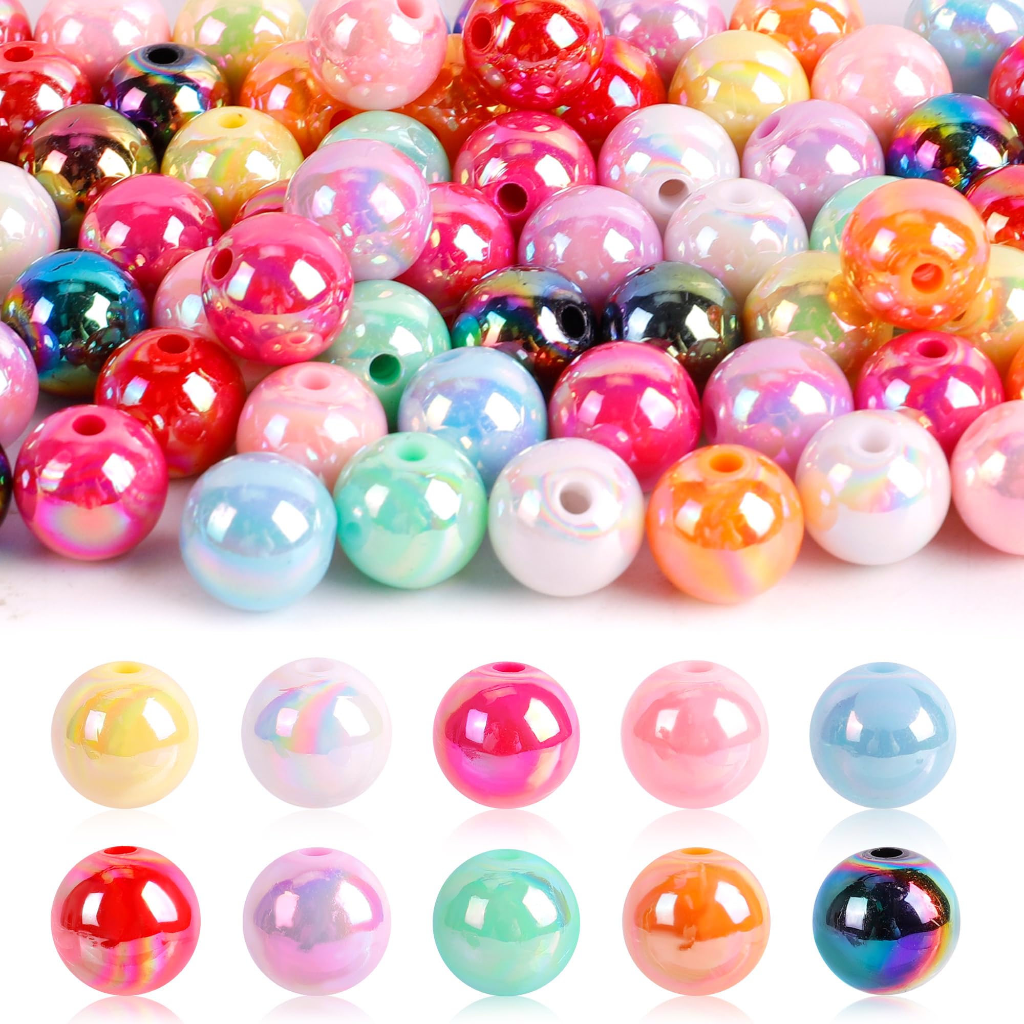 Photo 1 of 100 Pcs Beads for Pens, Focal Beads for Beadable Pens, Rainbow Acrylic Bead Perfect for DIY Jewelry