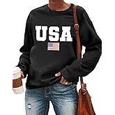 LAZYCHILD USA Sweatshirt Women American Flag Shirt Patriotic TShirt Stars Stripes Pullover 4th of July Tee Tops