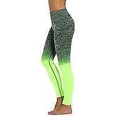 Prolific Health Fitness Womens Yoga Pants Leggings XS - XXXL (XXXL (US Size 22-24), Army/Neon Green Ombre)