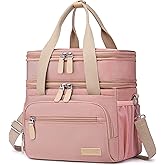 Weitars Lunch Bag for Women, Loncheras Para Mujer, Leakproof Insulated Large Lunchbox Dual Compartment Lunch Box Adult For Work Beach Picnic Hiking (15L) (Pink)