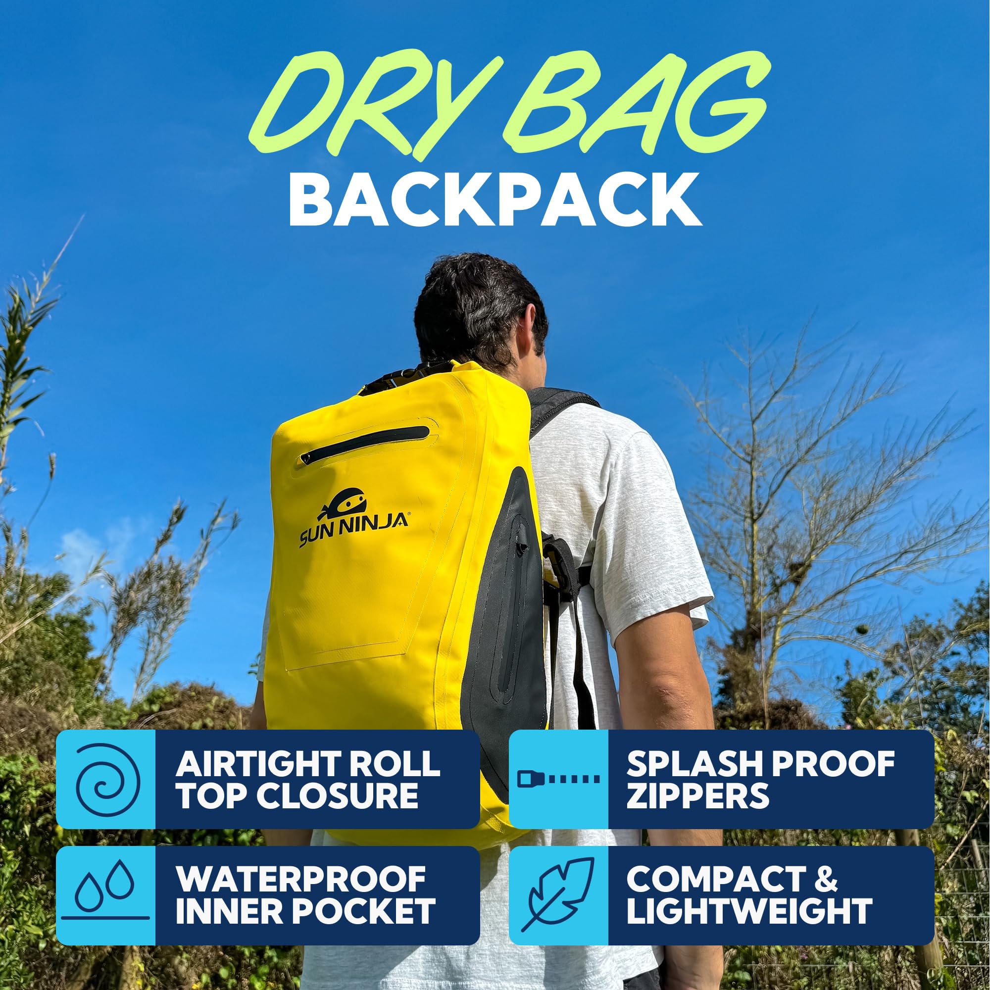 Condition photo showing New/Like New for sun ninja dry bag backpack, waterproof floating drybag for kayaking & sup, dry bags waterproof backp