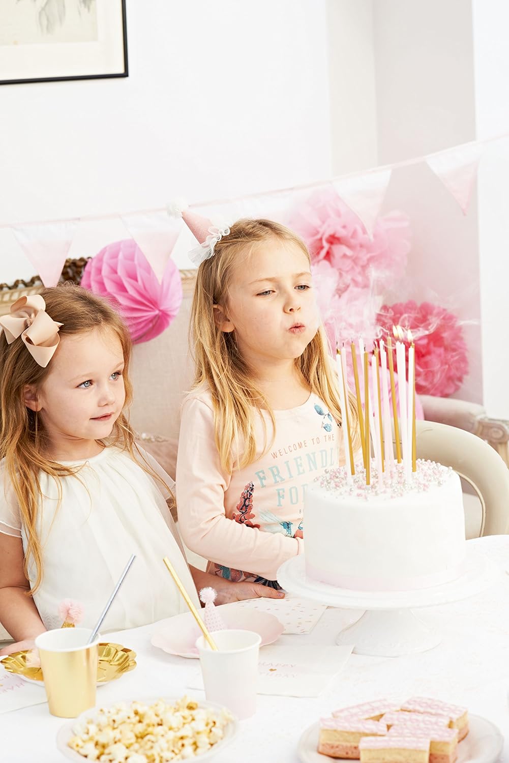 Talking Tables 16 x Pink, Gold & White Tall Birthday Candles with Holders, Pinkcandles, 10 cm - Image 5