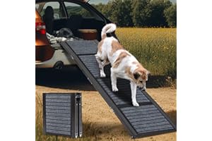 Barpor 67” Dog Ramps Foldable - 17" Wide Pet Steps Non-Slip Rug Surface for Cars, SUV & Trucks Under 29inch High, Dog Ladders for Medium Small Dogs Up to 250Lbs