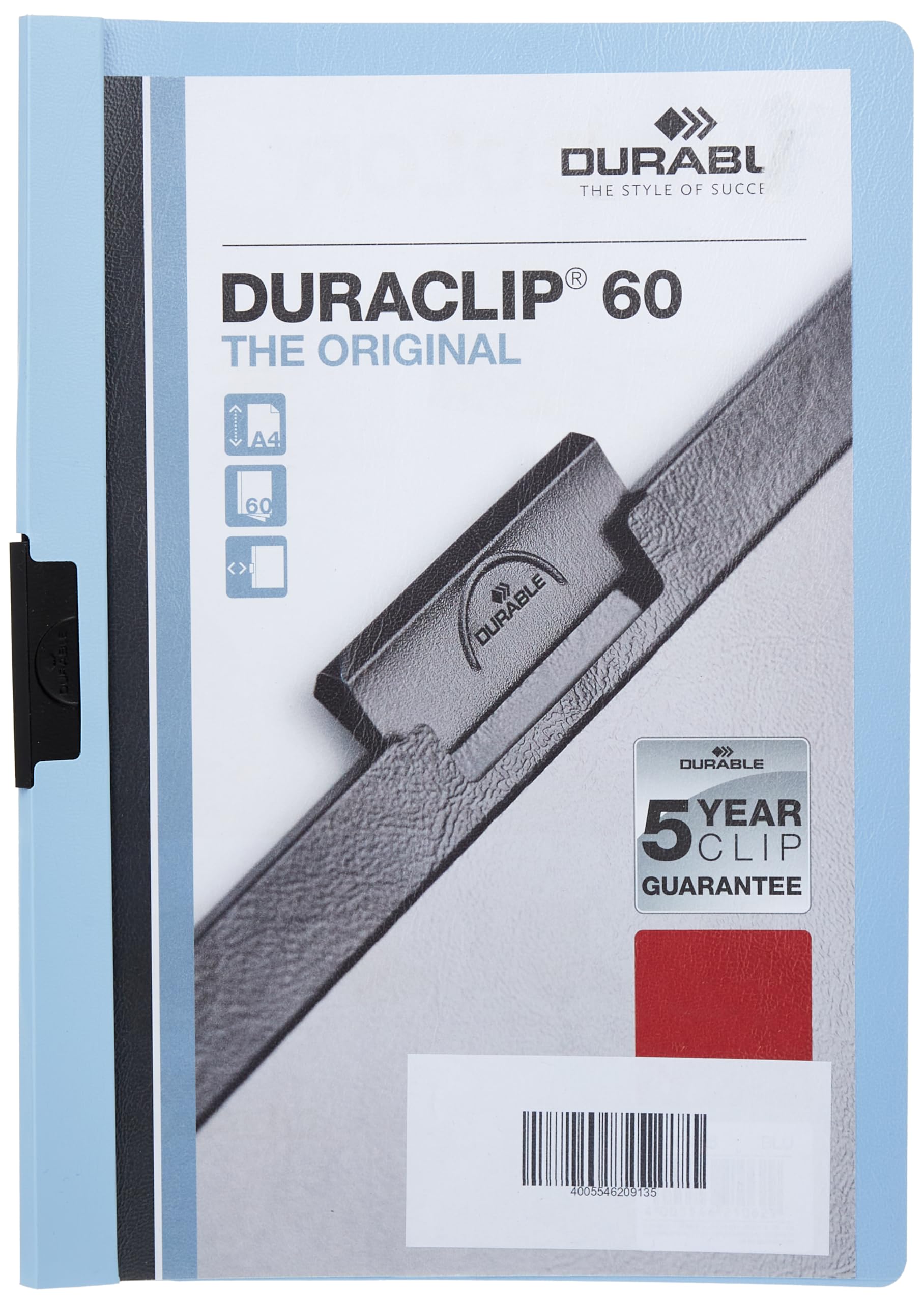 Durable HUNKE & Yoke Clamp Clip Folder® 60, Hard Foil, 60 Pages, Clear/Midnight Blue