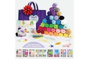 Mira HandCrafts Crochet Yarn Kit - 40 Colorful Acrylic Yarns (875 Yards) for Crocheting and Knitting with Design Inspiration Books & Supplies - Starter Set for Beginners and Adults