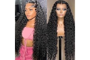 ACROCL 30 Inch Deep Wave Lace Front Wigs Human Hair 13x6 HD Transparent Lace Frontal Curly Wigs for Women Wet and Wavy Glueless Wigs Pre Plucked with Baby Hair 180 Density Brazilian Virgin Hair Natural Black