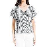 Max Studio Womens Flutter Sleeve V-Neck Knit Top