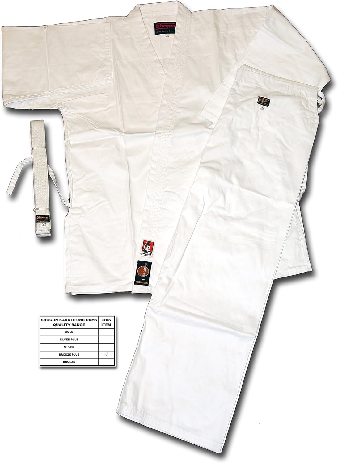 SHOGUN white karate uniform/suit/gi, Bronze Plus quality Amazon.co.uk