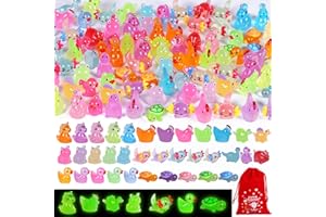 Mini Resin Animals Figurines 105pcs Luminous Tiny Resin Animals Bulk to Hide Miniature Glow in The Dark for Fairy Garden Acce