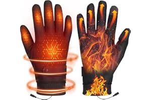 Anpress USB Heated Gloves for Men Women Full Finger Electric Heated Gloves Hand Warmers Waterproof Windproof Thermal Heating 