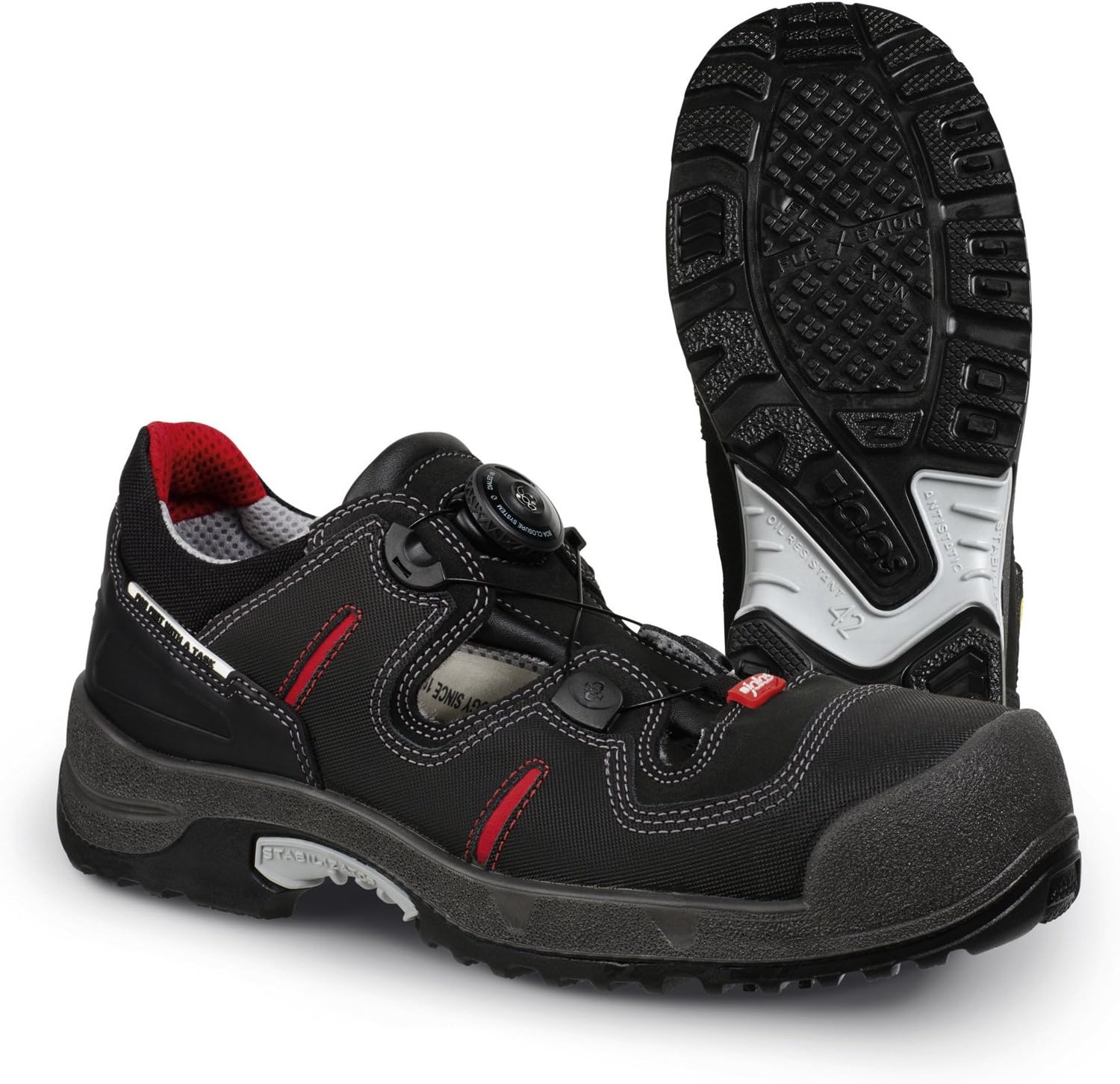 Ejendals 1708-41 Size 41"Jalas 1708 Zenit Easyroll" Safety Sandals - Black/Grey/Red