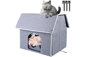 MIU Color Outdoor Cat House, Large Weatherproof Cat Houses for Outdoor Cats, Insulated Feral Cat Shelter with Removable Soft Mat, Easy to Assemble, 17.1" x 15" x 16.6" inch