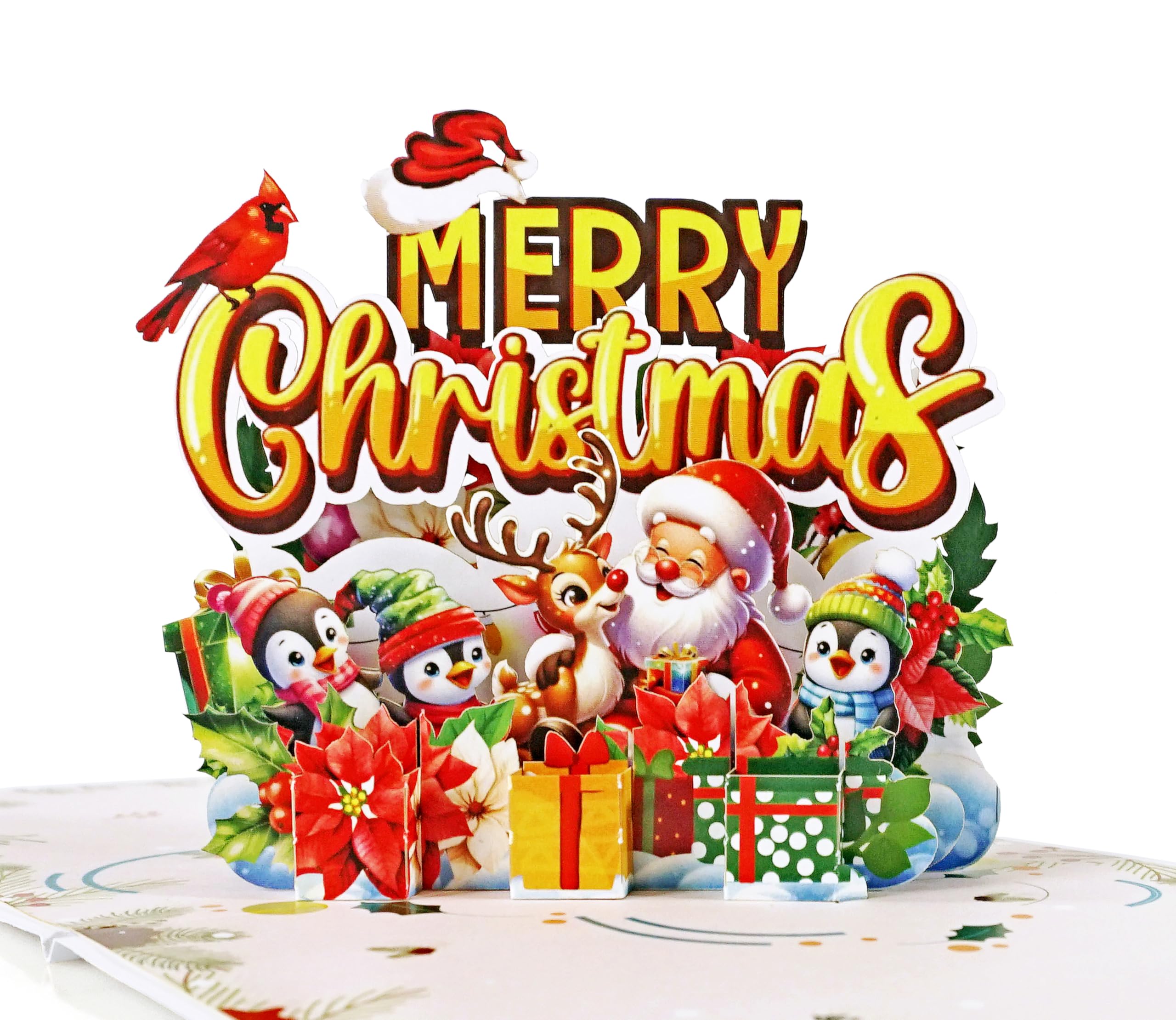CUTPOPUP Merry Christmas Cards 2025, Pop Up Christmas Cards w Envelope, 3D Xmas Card, Holiday Greeting Card Gifts for Her Him Wife Husband Family Son Mum Dad (Merry Xmas24) US8-CN305UK