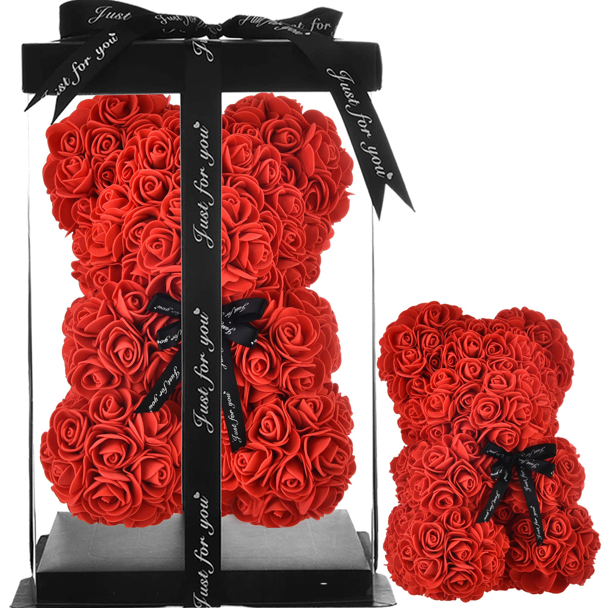 Rose Teddy Bear Rose Bear red Gifts for mum Women Her Teen Girls Gifts Anniversary Mother Gifts, Handmade Rose Bear Teddy Bear Rose Flower Valentine Day, Birthday Gifts - Rose Bear with Box (red)